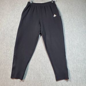 Vtg Adidas Pants Men Medium Black Y2K Track Tapered Ankle Zip Sweat Joggers